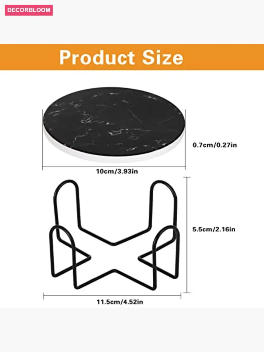 Ceramic Drink Coasters Set of 6 with Holder, Absorbent Round 4 Inch